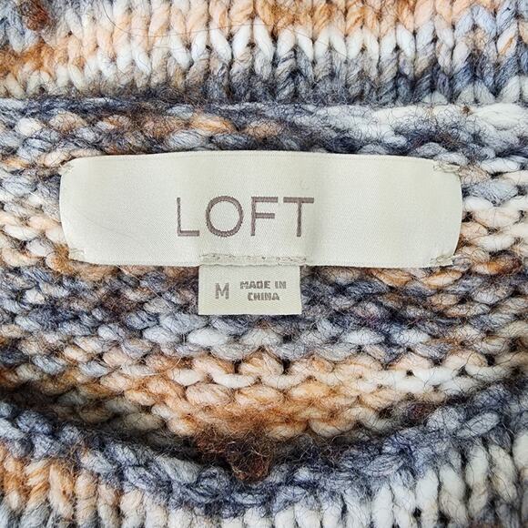 LOFT Sweater Womens Medium Space Dye Pullover Knit Wool Blend Ballet Neck Orange - Picture 7 of 9